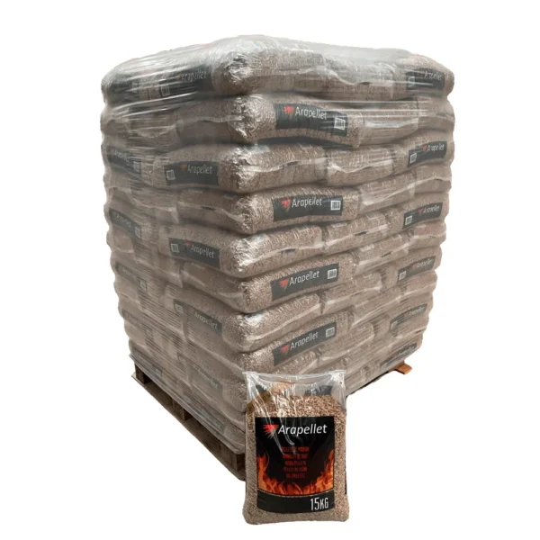 Palete Premium de Pellets de Madeira – 77 Sacos de 15 kg para Aquecimento Eficiente